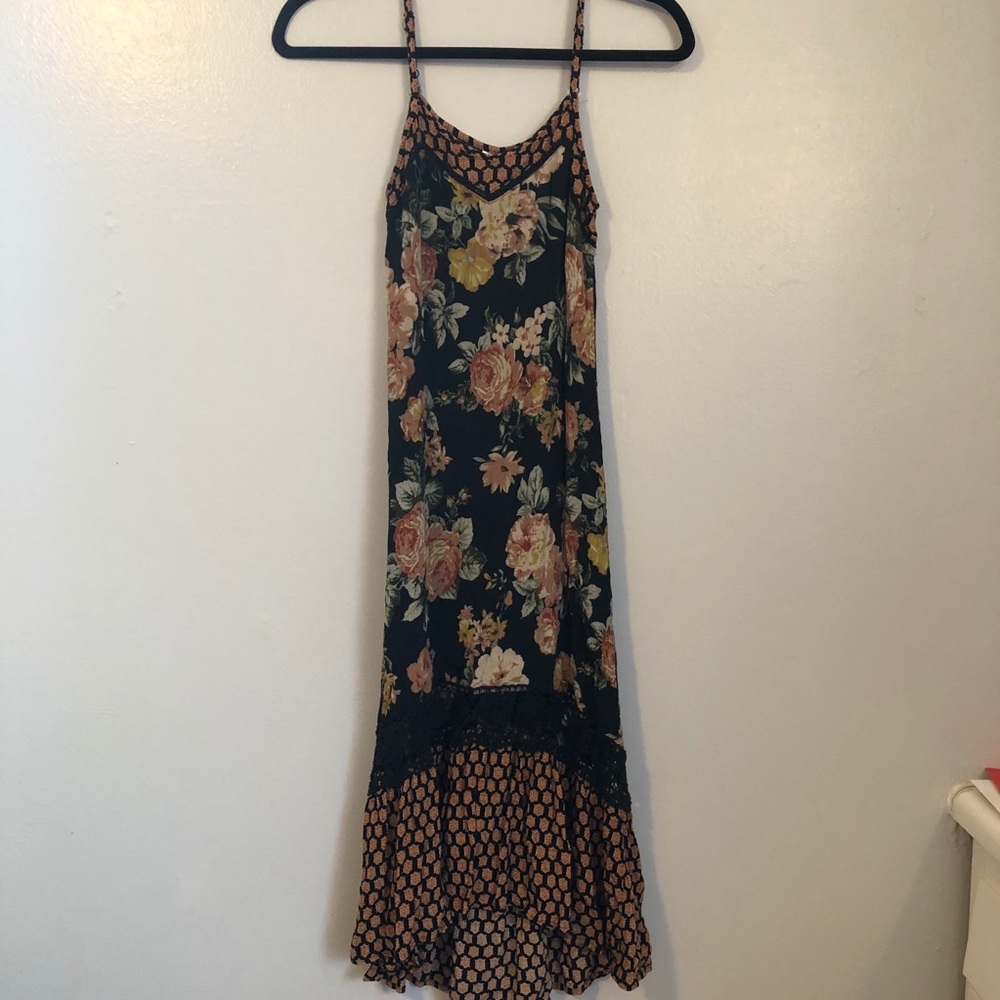 Boho Floral & Lace Midi Dress